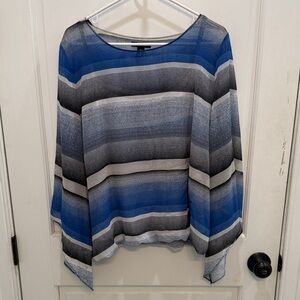Alfani Blue and Gray Striped Blouse